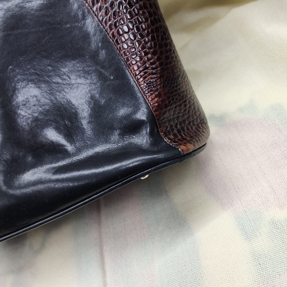 Brahmin Tuscan Collection Medium Asher Tote Pecan Brown Croc Black Leather Zip - Picture 14 of 15